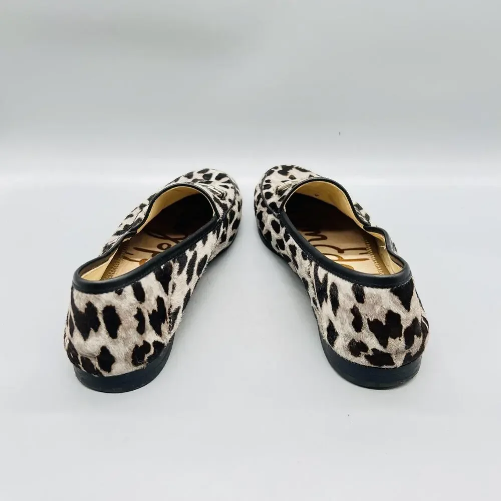 Sam Edelman Shoes Women 10 Gray Leopard Calf Hair Loraine Loafer Flats Slip On